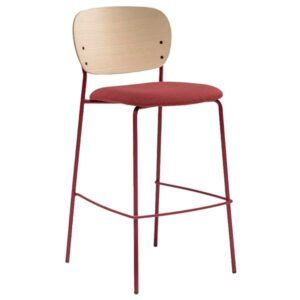 Taburete apilable con asiento tapizado