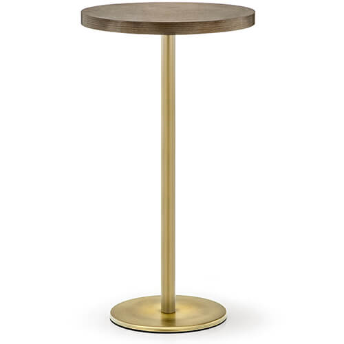 Pie alto para mesa de hostelería en colores envejecidos. Cuenta con una base redonda de Ø45 cm y una altura de 110 cm.  ANTIQUE compone una colección de mesas para restaurantes y bares que busquen estructuras en acero inoxidable