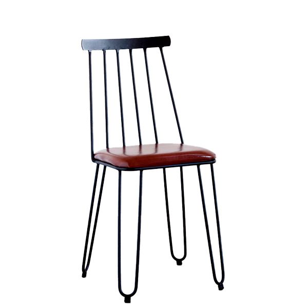 Silla en acero natural o lacado con asiento tapizado en tela a elegir