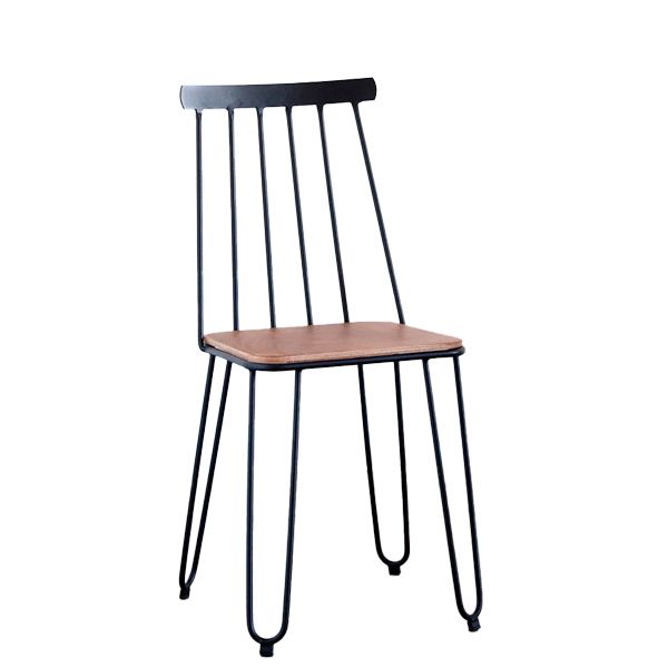 Silla en acero natural o lacado con asiento tapizado en madera contrachapada