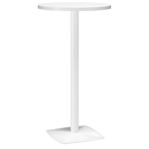 <b>Pie central para mesa alta</b> de restaurante o bar. Esta versión alta está formada por una columna de aluminio extruido y una base cuadrada de 44x44 cm en acero inoxidable. Está disponible en diferentes colores lacado o barnizado. Consulta la ficha té