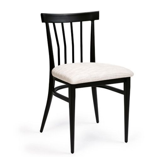 Silla de madera con asiento tapizado estilo retro para restaurantes