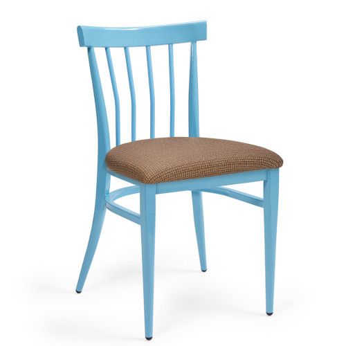 Silla de madera con asiento tapizado estilo retro para restaurantes