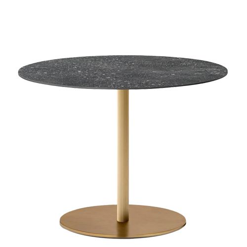 Pie de mesa de altura estándar con base redonda de fundición o acero Ø60 cm y columna de aluminio extruido de Ø6 cm disponible en diferentes acabados a elegir.Válido para tableros de hasta Ø110 cm. Tablero no incluido.