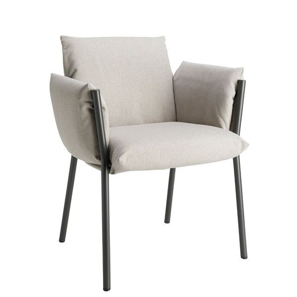 Sillón apto para exterior estructura en acero tubular con asiento y respaldo tapizado desenfundable en color a elegir