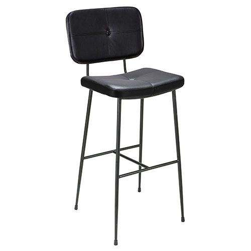 Taburete alto estructura en acero con asiento y respaldo tapizado a elegir.