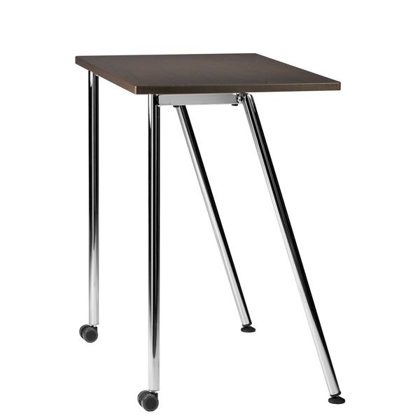 Mesa apilable estructura metálica en diferentes acabados con ruedas delanteras y tablero en madera con diferentes acabados