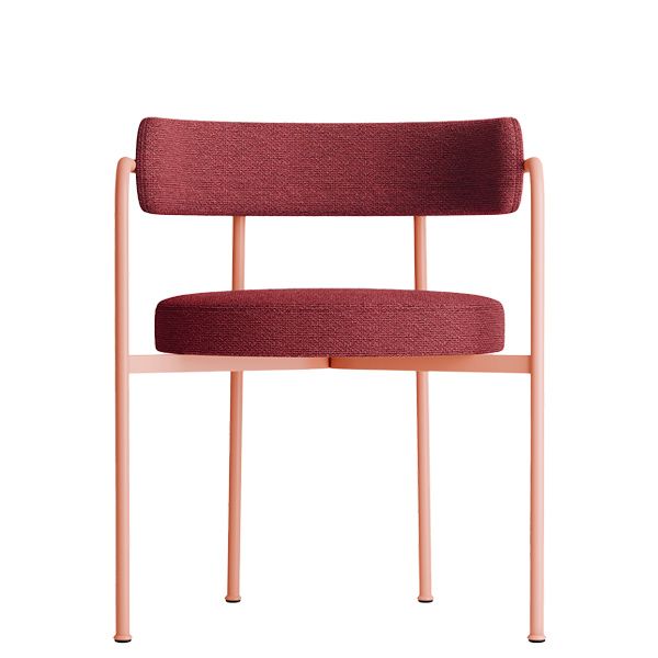 Sillón tapizado estilo moderno y minimalista para restaurantes y hoteles. Asiento y respaldo tapizado con formas redondeadas y suaves para proyectos de hostelería.