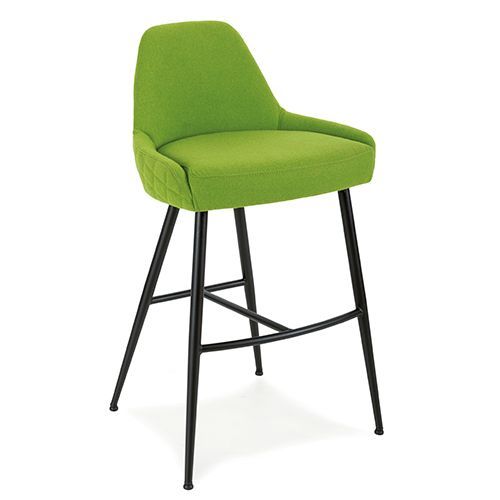 Taburete de bar tapizado y con respaldo. Ideal para zonas de barra grandes en restaurantes y locales de hostelería. Cuenta con una estructura metálica
