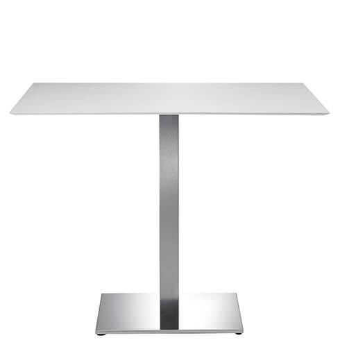 <b>Pie de mesa metálico de restaurante</b> con base rectangular. Una columna muy bonita para completar mesas de hostelería llamativas por sus finas líneas. Contando con una base algo más larga que la estándar