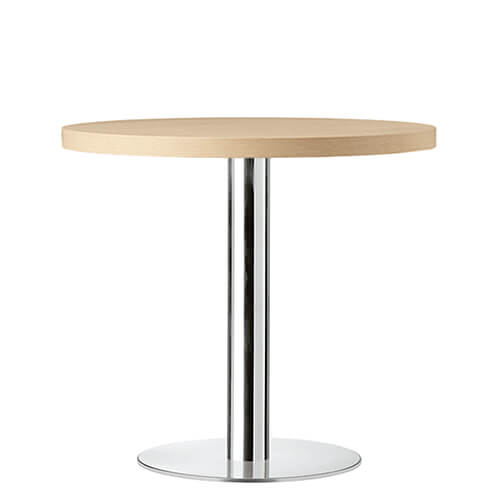El pie de mesa central INOX R40 PM está fabricado con una base 40 cm en hierro fundido. La columna en forma cónica y de 73 cm de altura está fabrica en acero inoxidable satinado o pulido. INOX R40 PM soporta tableros máximo de 70 cm de diámetro (tableros