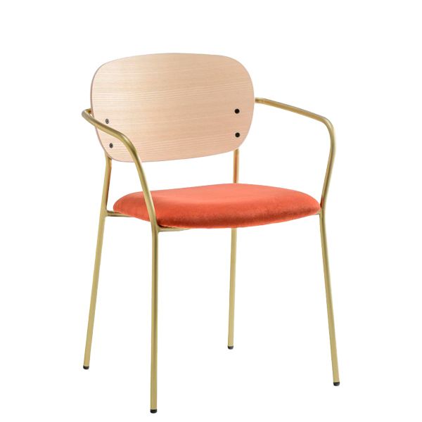 Sillón apilable con asiento tapizado