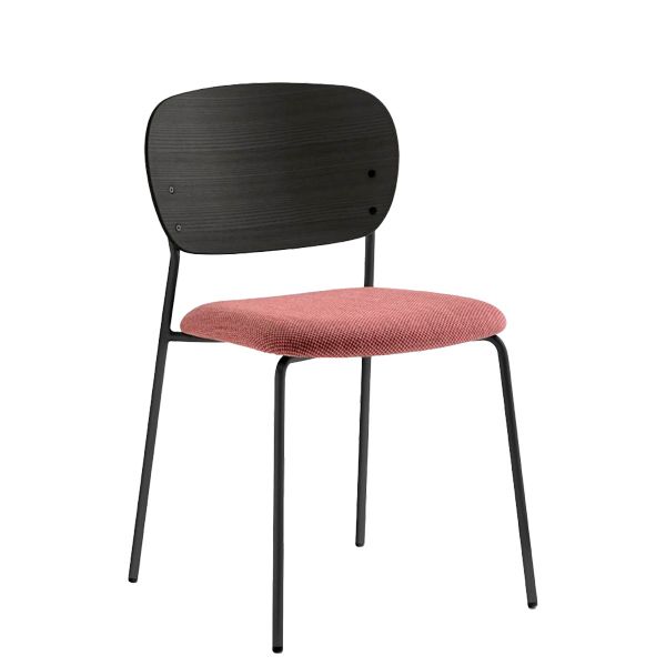 Silla apilable con asiento tapizado