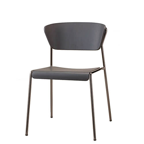 Silla de madera y metal para hostelería