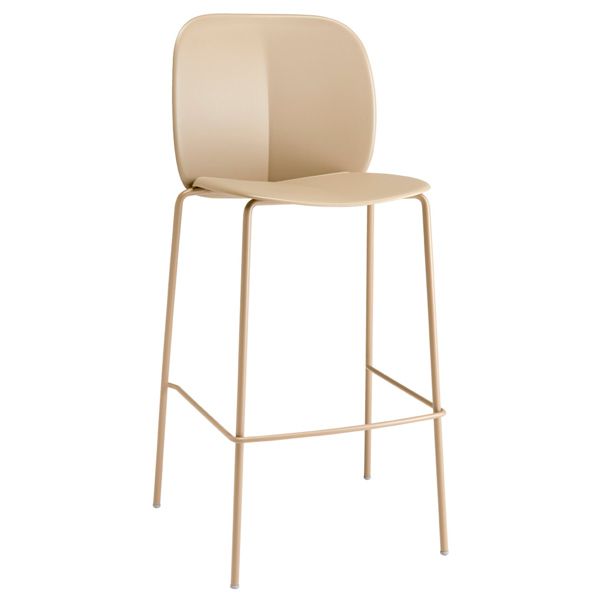 Taburete apilable estructura en acero tubular de 16 mm ø lacado apto para exterior con carcasa de tecnopolímero regenerado.