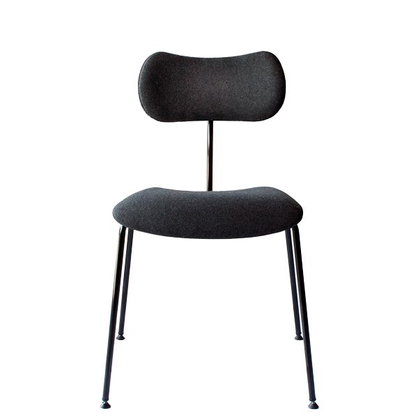 Silla con estructura en tubo de acero de alta resistencia Ø 16mm lacado con asiento y respaldo tapizado en tela o polipiel a elegir