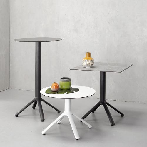 Pie de mesa con base de aluminio y columna cuadrada para hostelería