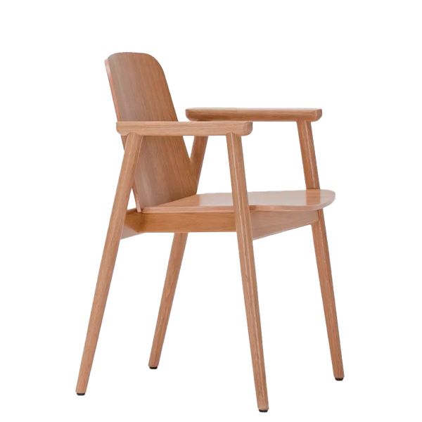 Silla con brazos POL SB nórdico para restaurante o cafetería. Un asiento elaborado en haya natural o teñida