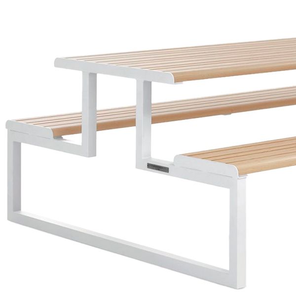 Mesa de picnic con asientos estructura de acero lacado con lamas de aluminio para el tablero y asientos en diferentes colores o decoradas con efecto veta de madera