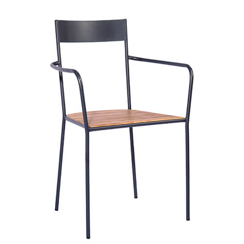 Sillón de metal y madera para restaurantes y cafeterías