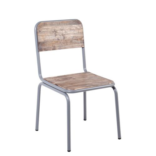 Silla metálica con y respaldo de madera para cafeterías