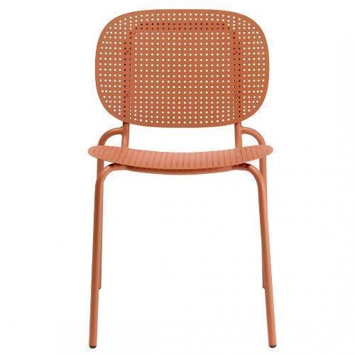 Silla metálica apilable para hostelería, interior y exterior