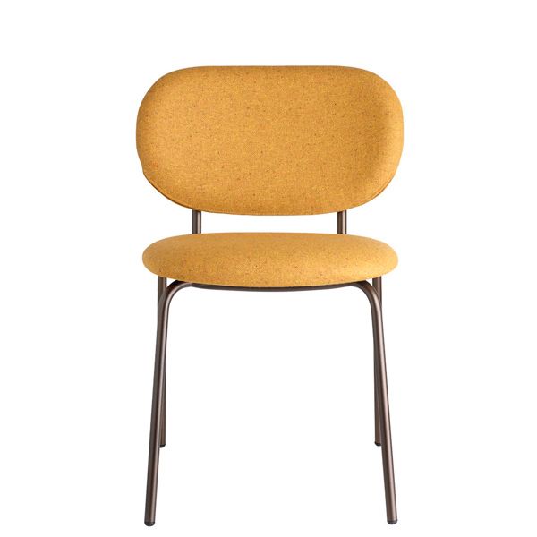 Silla tapizada con estructura metálica para hostelería