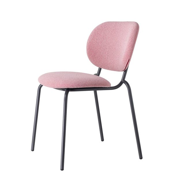 Silla tapizada con estructura metálica para hostelería