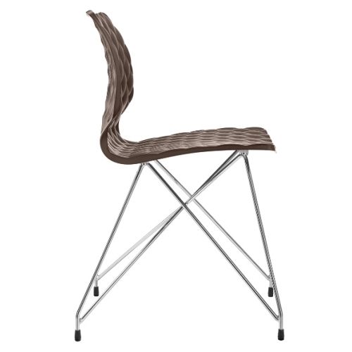 con estructura lacada o cromada y asiento en polipropileno. El modelo UNI se caracteriza por su práctico efecto de textura acolchada. Además