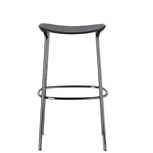Taburete alto con asiento de madera para hostelería