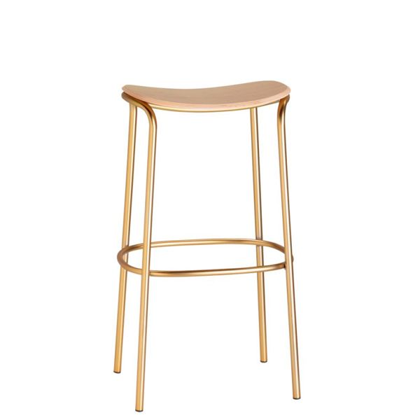 Taburete alto con asiento de madera para hostelería