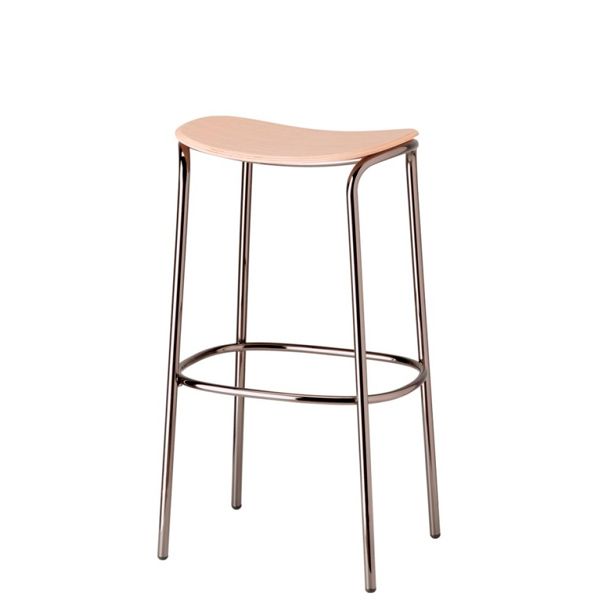 Taburete alto con asiento tapizado para hostelería