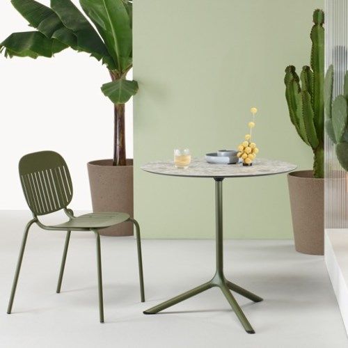 Base de mesa fija para hostelería en aluminio y acero