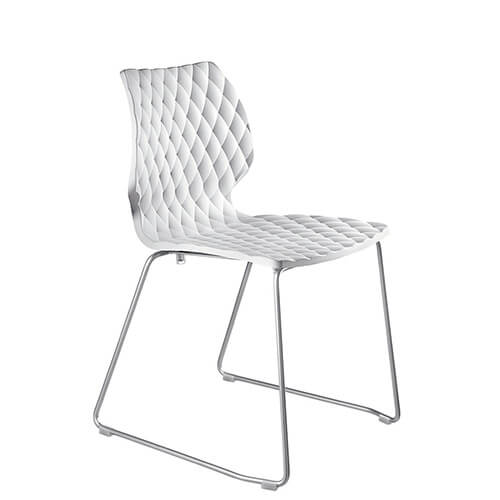 Silla <b>UNI SIP </b>en plástico y metal para hostelería y conferencias. Con estructura lacada o cromada