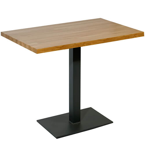 Pie de mesa de hostelería ACER Q60 PMR fabricada en acero lacado en diferentes colores. La columna cuadrada contiene una cruceta que une el tablero escogido para el restaurante. Un sistema muy práctico y resistente para sujetar tableros de mesa para bares
