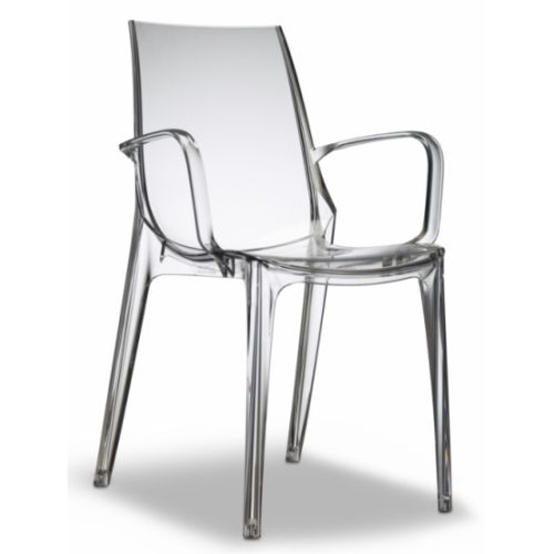 Sillón de policarbonato transparente u opaco para hostelería