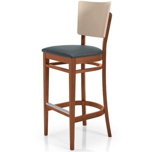 diseñada en haya barnizada. Un modelo de asiento confortable para completar el mobiliario de restaurantes