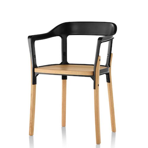 Sillón Steelwood Magis en madera de haya maciza y acero lacado