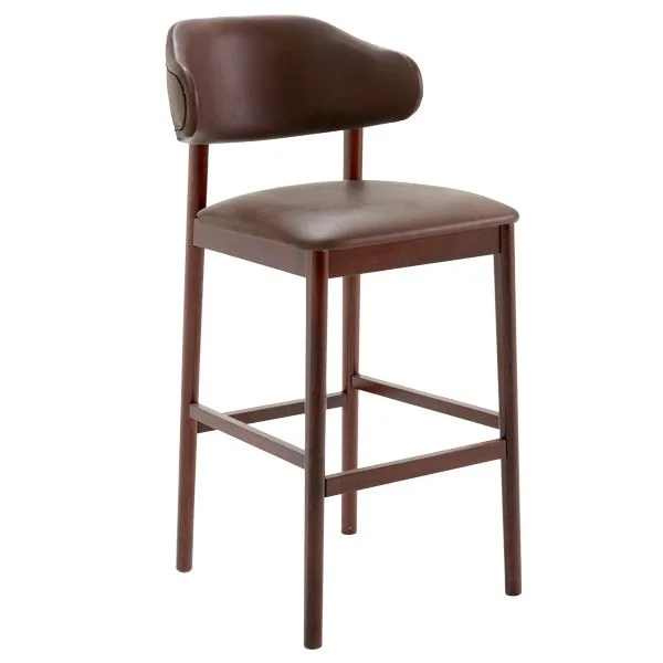 Taburete de madera de haya con respaldo- Tapizado