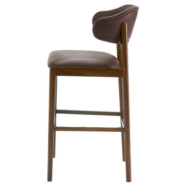 Taburete de madera de haya con respaldo- Tapizado