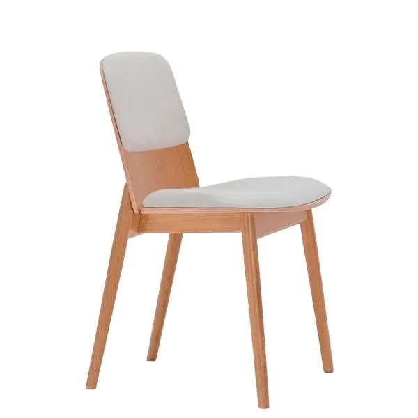 Silla de madera tapizada de diseño para restaurantes y cafeterías