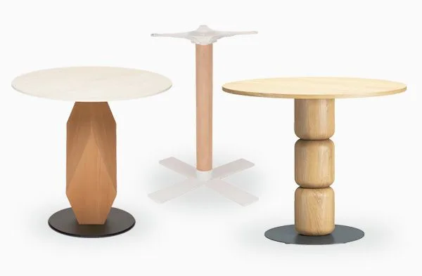Bases y pies de mesa de madera para hostelería y restaurantes