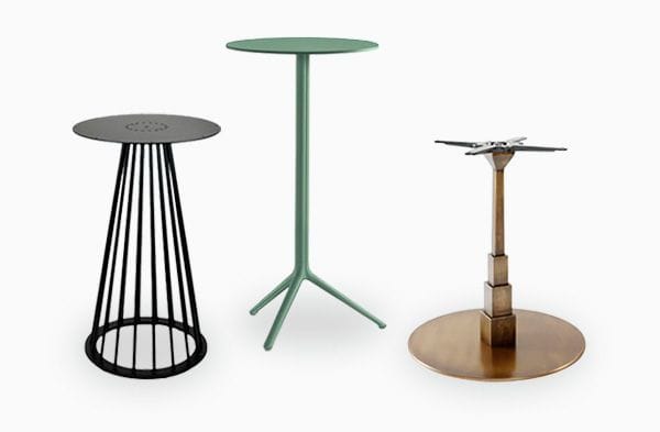 Bases y pies de mesa metálicos para hostelería y restaurantes