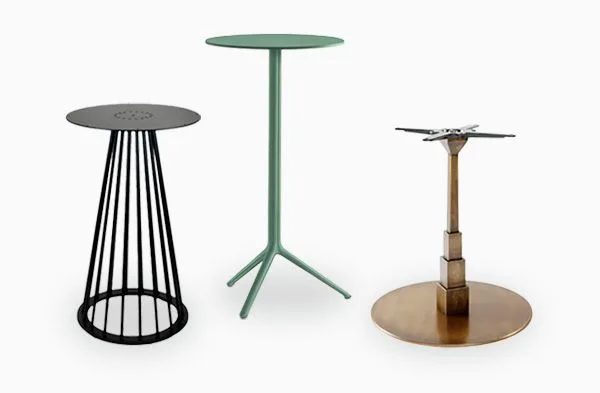 Bases y pies de mesa metálicos para hostelería y restaurantes 