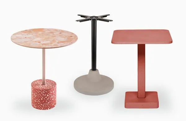Bases y pies de mesa para hostelería en cemento o piedra