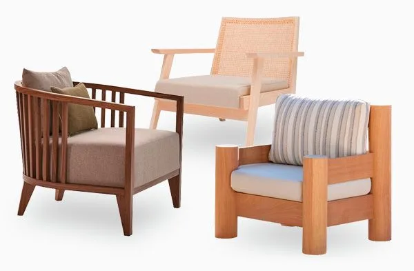 Butacas y sillones bajos en madera para hoteles y hostelería
