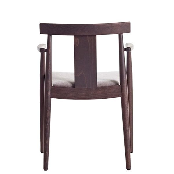 Sillón apilable con asiento tapizado en estructura de haya