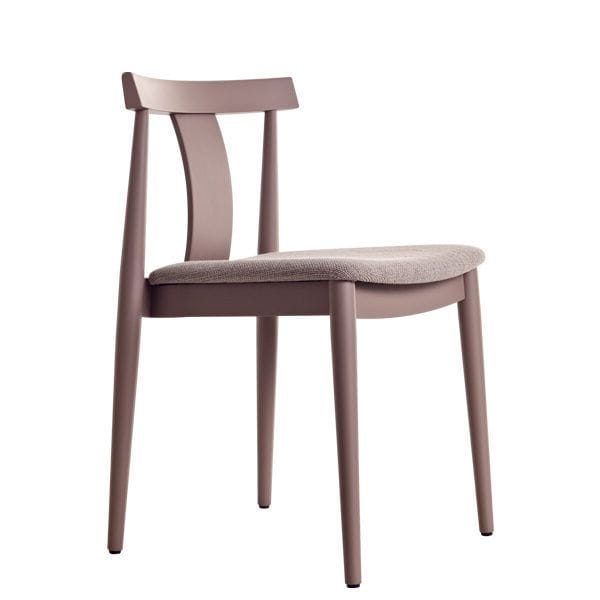 Silla de diseño con asiento tapizado estructura de madera de haya