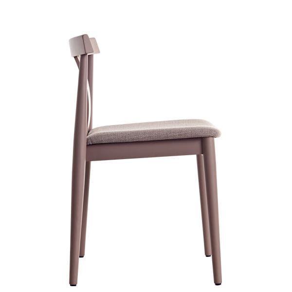Silla de diseño con asiento tapizado estructura de madera de haya