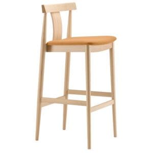 Taburete con asiento tapizado estructura en madera de haya